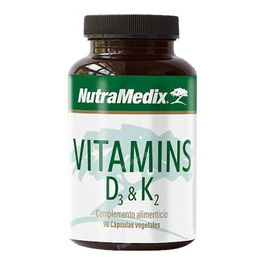 Nutramedix Vitamina D3+K2 60 Vcaps - Soporte Inmunológico, Óseo, Cardiovascular y Neurológico. Favorece Absorción de Calcio y Fijación Ósea.