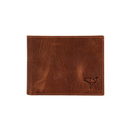 Zoozie Bags Jackson Crazy Cartera para Hombre de Piel Auténtica Tostada