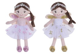 DKD Home Decor Muñeca Hada Dorado y Rosa en Poliéster