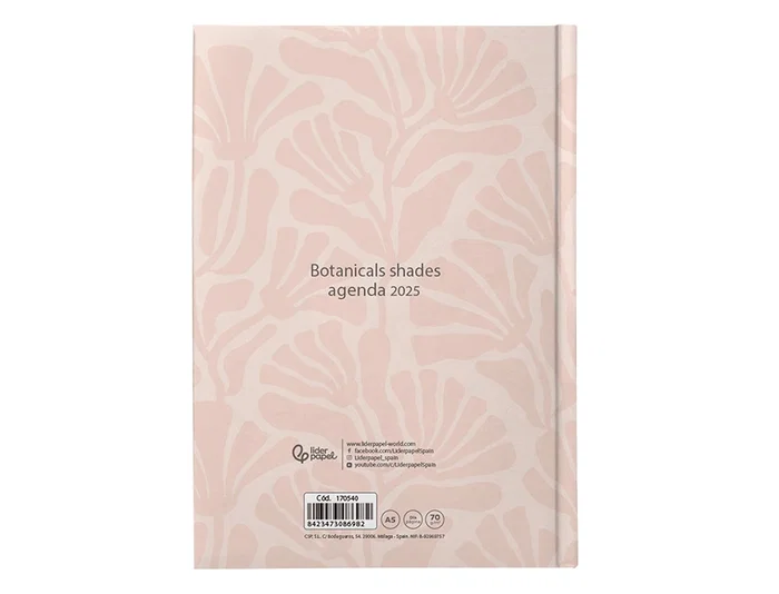Agenda Encuadernada Liderpapel Nomi A5 2025 Dia Pagina Flores Papel 70 gr