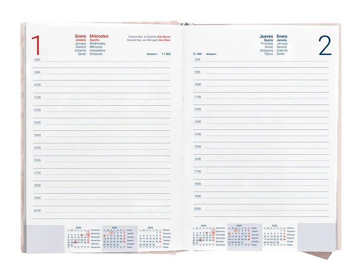 Agenda Encuadernada Liderpapel Nomi A5 2025 Dia Pagina Flores Papel 70 gr