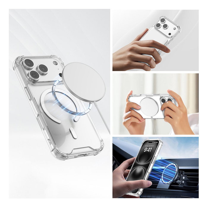 4smarts Hybrid Case Ibiza, Bumper Transparente MagSafe para Apple iPhone 17 Pro, Resistente a Golpes y Caídas hasta 1.2 m