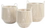 DKD Home Decor Set de 3 Cestas de Algodón y Metal Beige