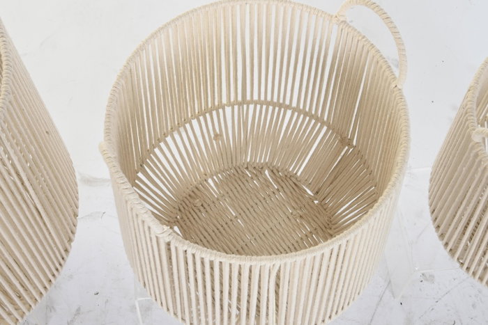 DKD Home Decor Set de 3 Cestas de Algodón y Metal Beige DKD Home Decor Set de 3 Cestas de Algodón y Metal Beige