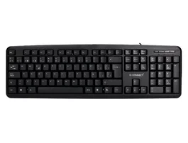 Q-connect Teclado con Cable USB Negro 105 Teclas, 1.35 m, Compatible Windows, Resistente Salpicaduras, Diseño Estrecho