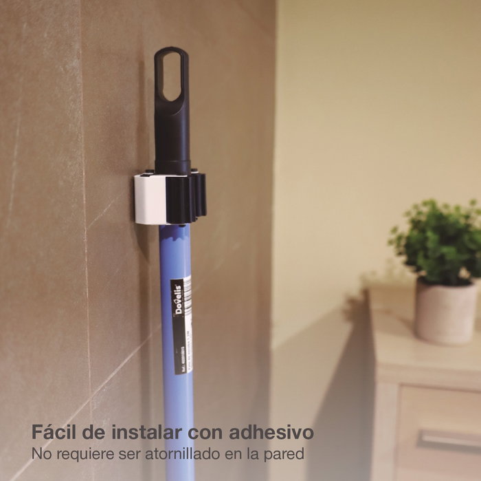 Hantums Sujetaescobas de acero con rodillos de goma - Blanco lacado Hantums Sujetaescobas de acero con rodillos de goma - Blanco lacado