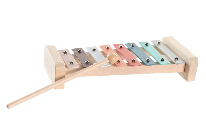 DKD Home Decor Xilofono Kids Madera Metal Multicolor Natural Animal Jirafa Caballo 10 x 3 x 27 cm Set de 6