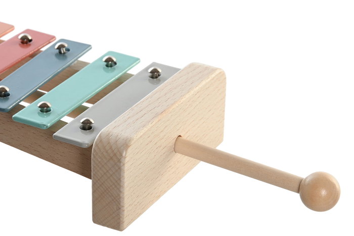 DKD Home Decor Xilofono Kids Madera Metal Multicolor Natural Animal Jirafa Caballo 10 x 3 x 27 cm Set de 6