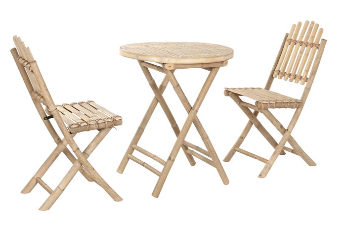 DKD Home Decor Set de 3 Mesas Plegables de Bambú 61x61x73 cm DKD Home Decor Set de 3 Mesas Plegables de Bambú 61x61x73 cm