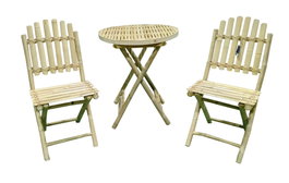 DKD Home Decor Set de 3 Mesas Plegables de Bambú 61x61x73 cm
