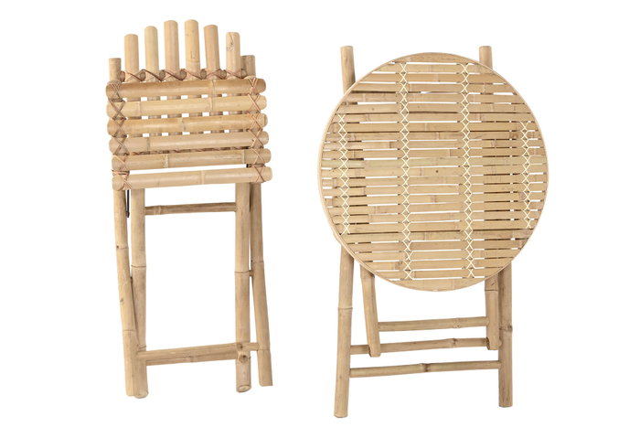 DKD Home Decor Set de 3 Mesas Plegables de Bambú 61x61x73 cm DKD Home Decor Set de 3 Mesas Plegables de Bambú 61x61x73 cm