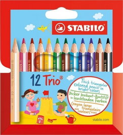 STABILO Estuche de 12 Lápices de Colores Trio Grueso Corto