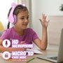 PowerLocus P2 Auriculares para Niños con Orejas, Morado/Rosa