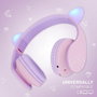 PowerLocus P2 Auriculares para Niños con Orejas, Morado/Rosa