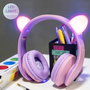 PowerLocus P2 Auriculares para Niños con Orejas, Morado/Rosa