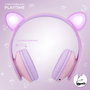 PowerLocus P2 Auriculares para Niños con Orejas, Morado/Rosa