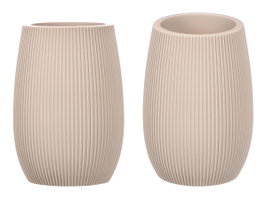 Berilo Vaso de Poliresina para Baño Gris Rayas