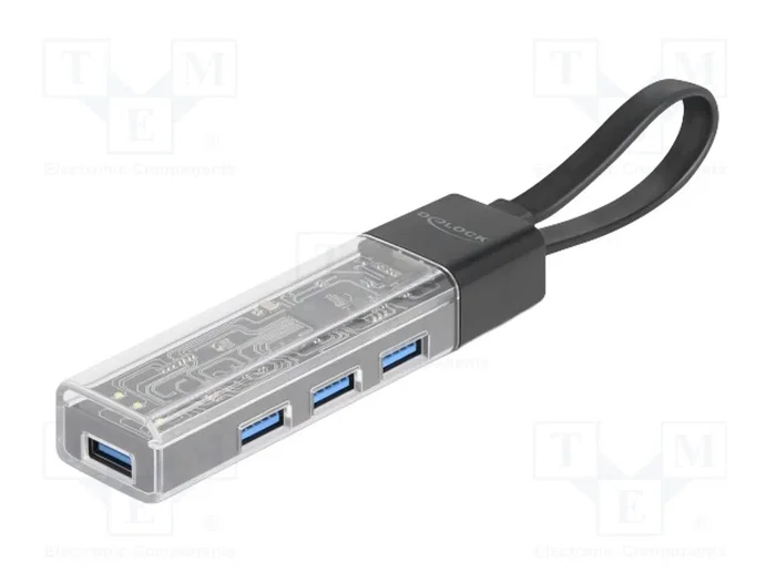 DeLOCK Hub USB 4 puertos 5 Gbps con conexión USB Tipo-A o Tipo-C, transparente DeLOCK Hub USB 4 puertos 5 Gbps con conexión USB Tipo-A o Tipo-C, transparente