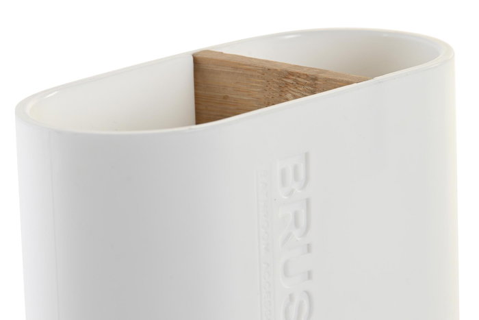 DKD Home Decor Vaso de PP y Bambú Blanco 11,5x5,5x10,5 cm