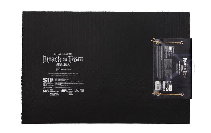 SD Toys Felpudo Attack on Titan 60x40 cm con Fibra de Coco y Asa para Transporte, Alfombra de Entrada Decorativa para Fans