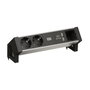 Bachmann DESK 2 ALU BLACK - Regleta de Sobremesa Aluminio Negro 2x Schutzkontakt (C16) 1x USB Charger 1x ABD, GST18, 0.2m