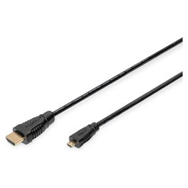Digitus HDMI High Speed mit Ethernet Anschlusskabel, 1m, sw, Cable HDMI Tipo D a Tipo A, 3D, 4K, Negro