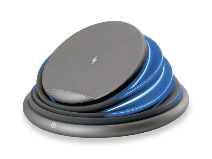 Conceptronic GORGON02G Cargador Inalámbrico Qi 10W Soporte Plegable con Carga Rápida PowerIQ, Universal, USB-C, Color Gris