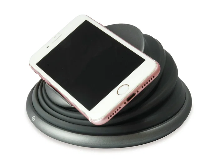 Conceptronic GORGON02G Cargador Inalámbrico Qi 10W Soporte Plegable con Carga Rápida PowerIQ, Universal, USB-C, Color Gris