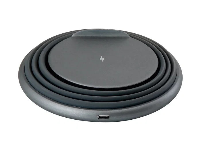 Conceptronic GORGON02G Cargador Inalámbrico Qi 10W Soporte Plegable con Carga Rápida PowerIQ, Universal, USB-C, Color Gris