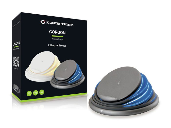 Conceptronic GORGON02G Cargador Inalambrico Qi 10W Gris