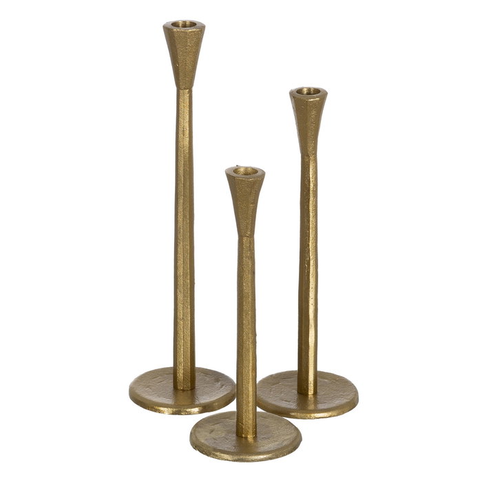 Portavelas Dorado Aluminio Decoración 10 X 10 X 37 cm (Set de 2)