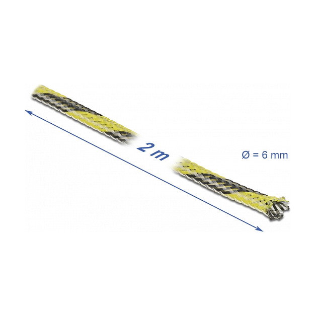 DeLOCK Funda trenzada estirable 2 m x 6 mm negro-amarillo DeLOCK Funda trenzada estirable 2 m x 6 mm negro-amarillo