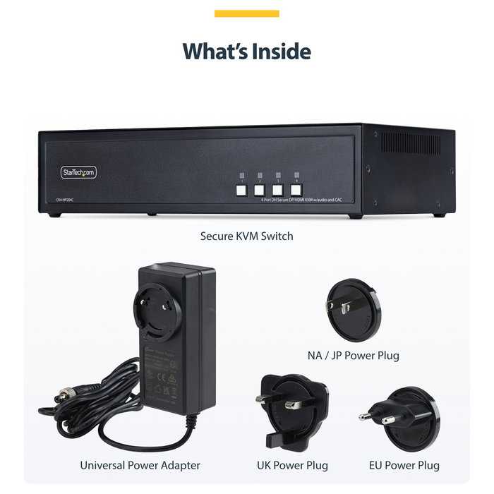 StarTech KVM Switch Seguro de 4 Puertos Dual-Monitor HDMI-DP 4K 60Hz NIAP 4.0