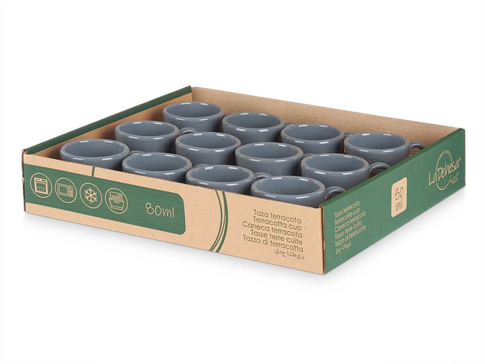 La Dehesa Taza Cafe Barro 80Ml Asa Gris 8.5x5.5x6.4cm (Set de 24)