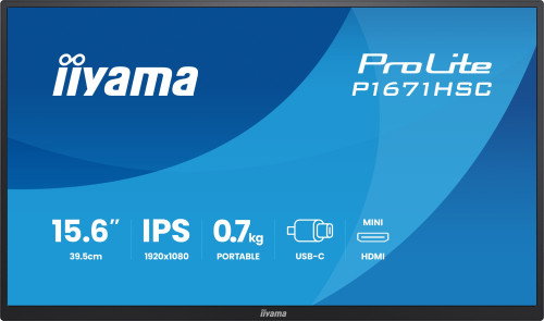 iiyama ProLite P1671HSC-B1 Monitor Portátil 15.6 Pulgadas Full HD IPS Negro