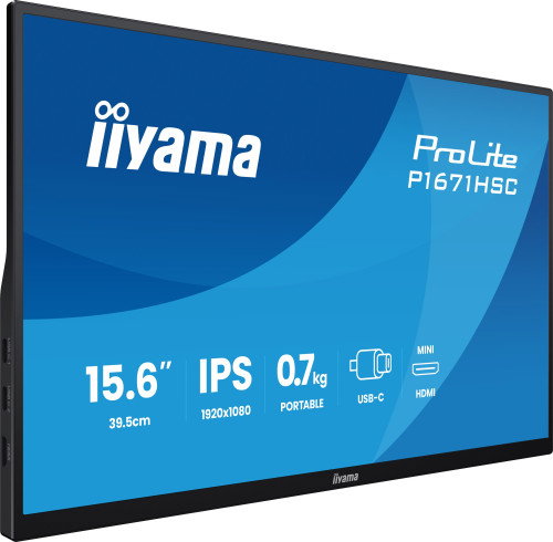 iiyama ProLite P1671HSC-B1 Monitor Portátil 15.6 Pulgadas Full HD IPS Negro