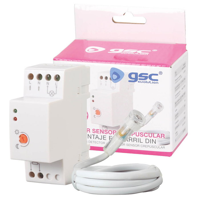 GSC Evolution Detector con sensor crepuscular para montaje en carril DIN