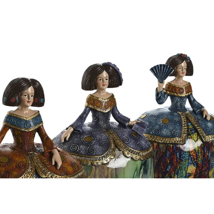 DKD Home Decor Figura Resina Menina Surtido de 3 Unidades Multicolor