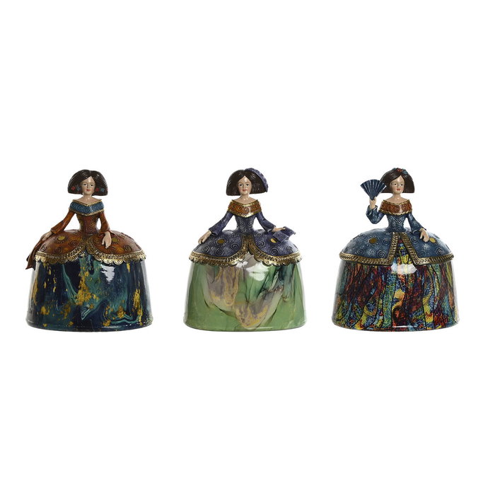 DKD Home Decor Figura Resina Menina Surtido de 3 Unidades Multicolor