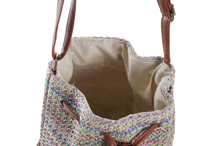 DKD Home Decor Bolso Boho Marron Multicolor 23 x 25 x 23 cm (4 Unidades)