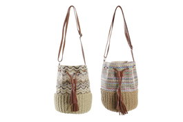 DKD Home Decor Bolso Boho Marron Multicolor 23 x 25 x 23 cm (4 Unidades)