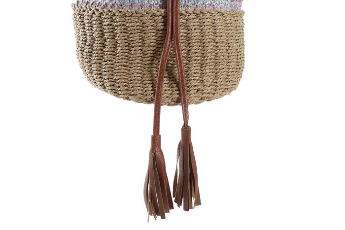 DKD Home Decor Bolso Boho Marron Multicolor 23 x 25 x 23 cm (4 Unidades)