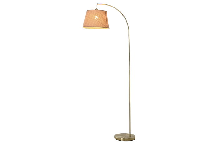 DKD Home Decor Lámpara de Pie Dorado Beige 35 x 180 x 66 cm con Plafón de Bambú