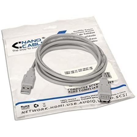 Nano Cable 10.01.0204 Cable Alargador USB 2.0 Macho-Hembra 3m Beige