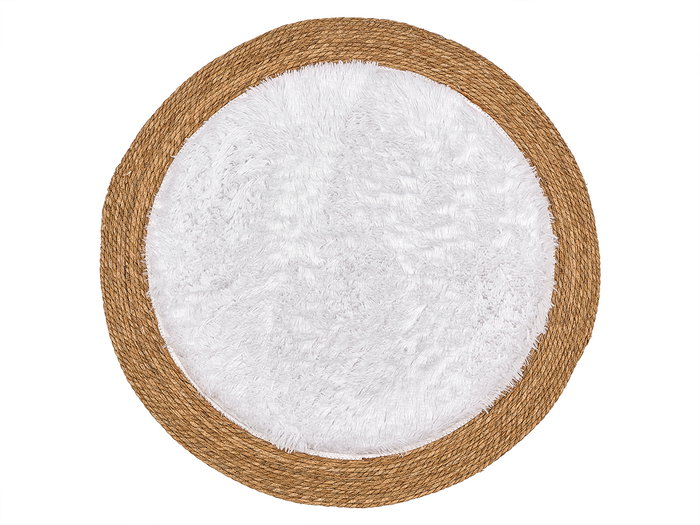 GIFTDECOR Alfombra de Yute Antideslizante Blanco-Natural 100x100 cm