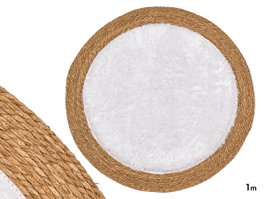 GIFTDECOR Alfombra de Yute Antideslizante Blanco-Natural 100x100 cm