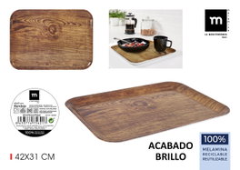 La Mediterranea Bandeja de Melamina Wood Brillo Md (9 Unidades) 42 x 31 cm