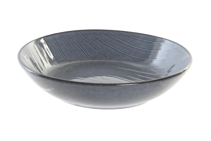 DKD Home Decor Plato de Gres Esmaltado Rayas Azul 600ml DKD Home Decor Plato de Gres Esmaltado Rayas Azul 600ml