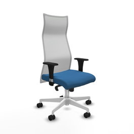 PIQUERAS Y CRESPO Sillón Albacete con Mecanismo Sincro, Similpiel Azul Claro y Malla Blanco