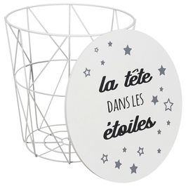 Home Deco Kids Cesta Convertible Mesa Varilla Metal Madera Estrellas Almacenaje Kids 30x30 cm
